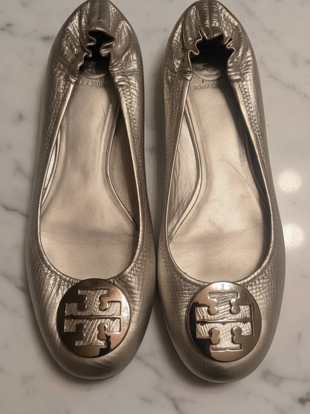 Tory Burch Metallic Silver Ballet Flats
